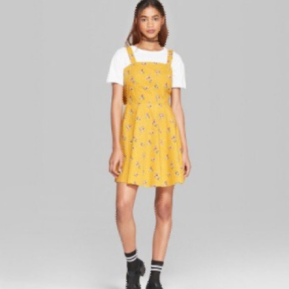 Wild Fable Yellow Floral Tie Back Dress
